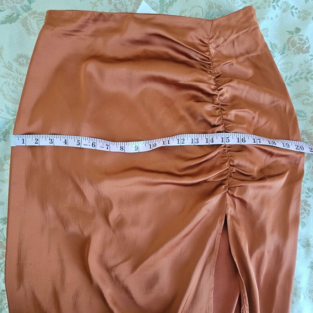 Abercrombie & Fitch Satin Midaxi Skirt Rust Brown Paprika Size M - Picture 6 of 9